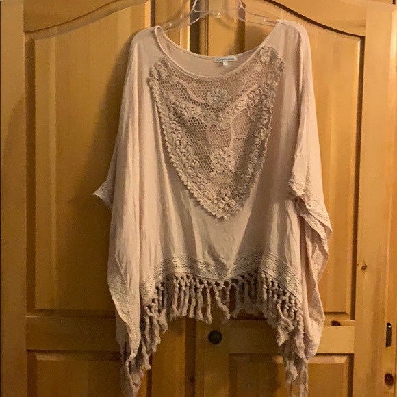 Charlotte Russe Tops - Boho lace top with fringe